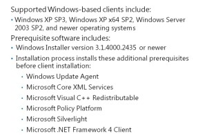 Device Requirements to Support the Windows-Based Configuration Manager Client Agent